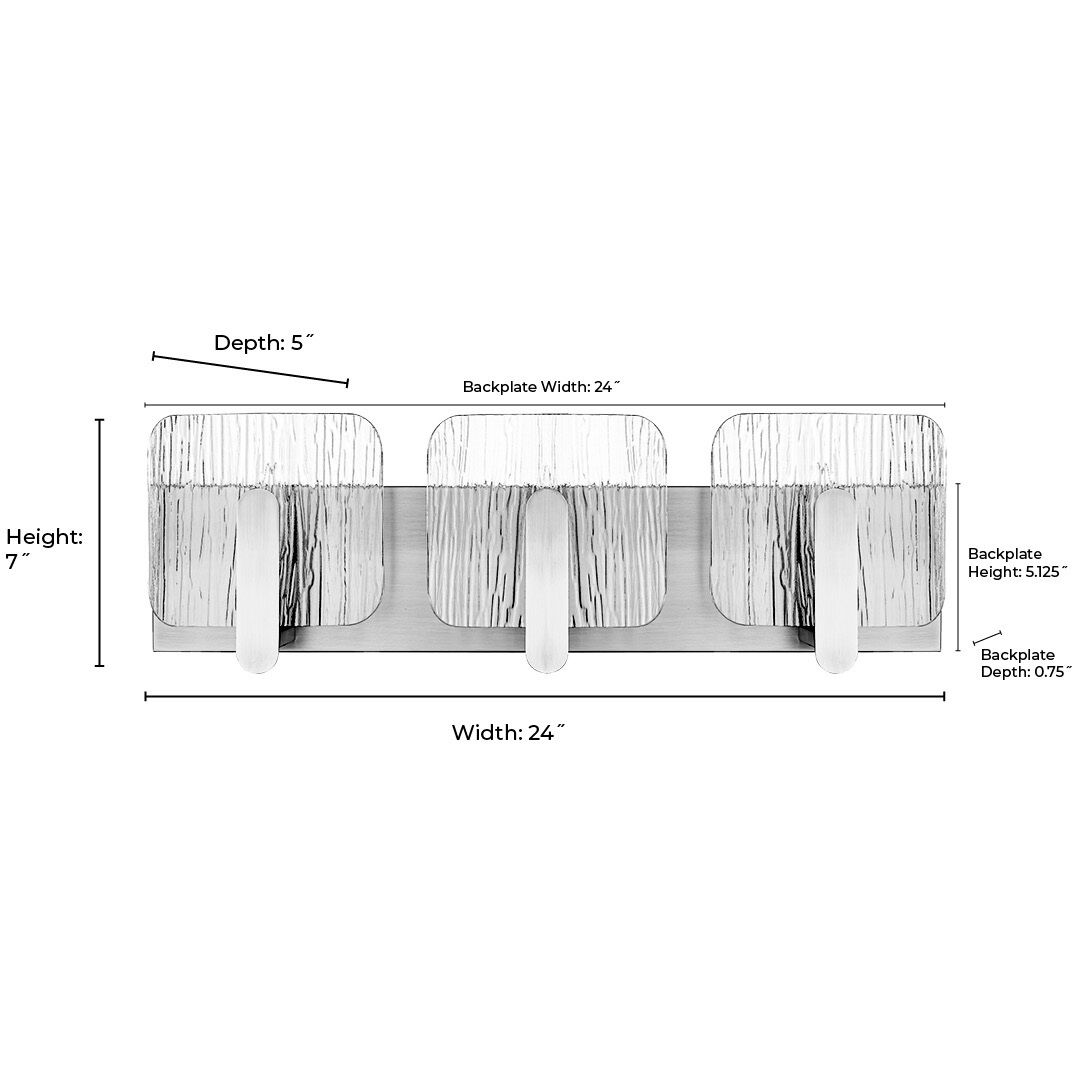 Rimini 3 Light 24 inch Polished Nickel Bathroom Vanity Light Wall Light